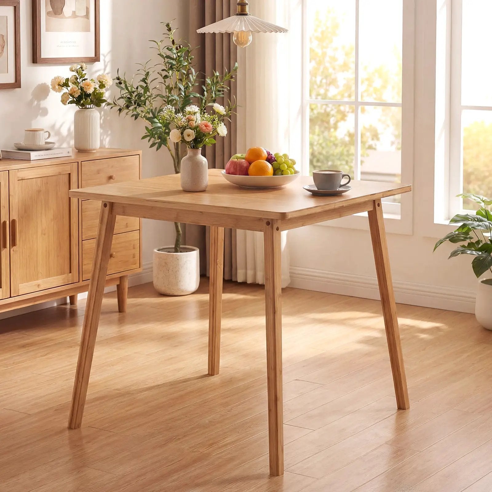 27.5 Inch Square Bamboo Dining Table for 2-4 People-Natural by DirectDeals