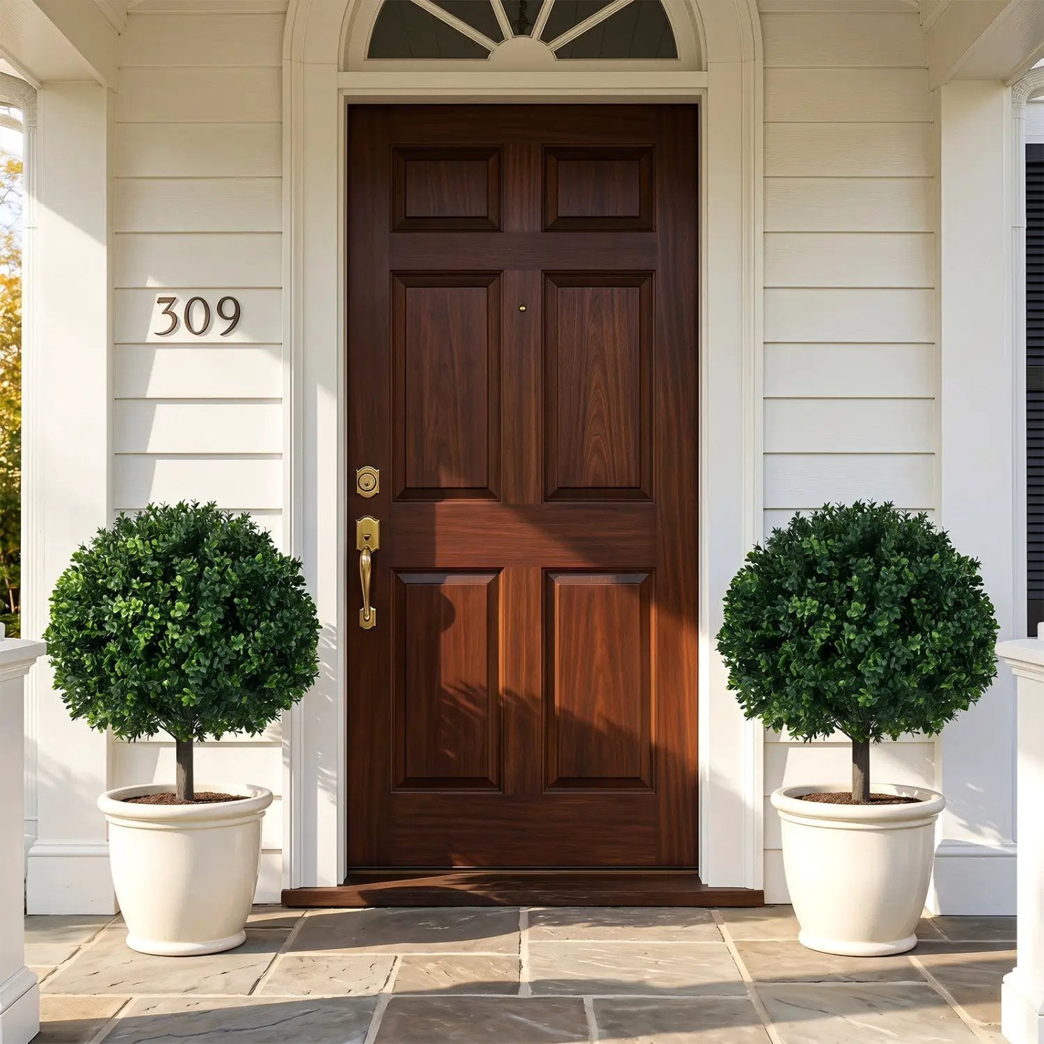 Artificial Boxwood Topiary Trees 27" Set of 2 with Ground Spikes by DirectDeals