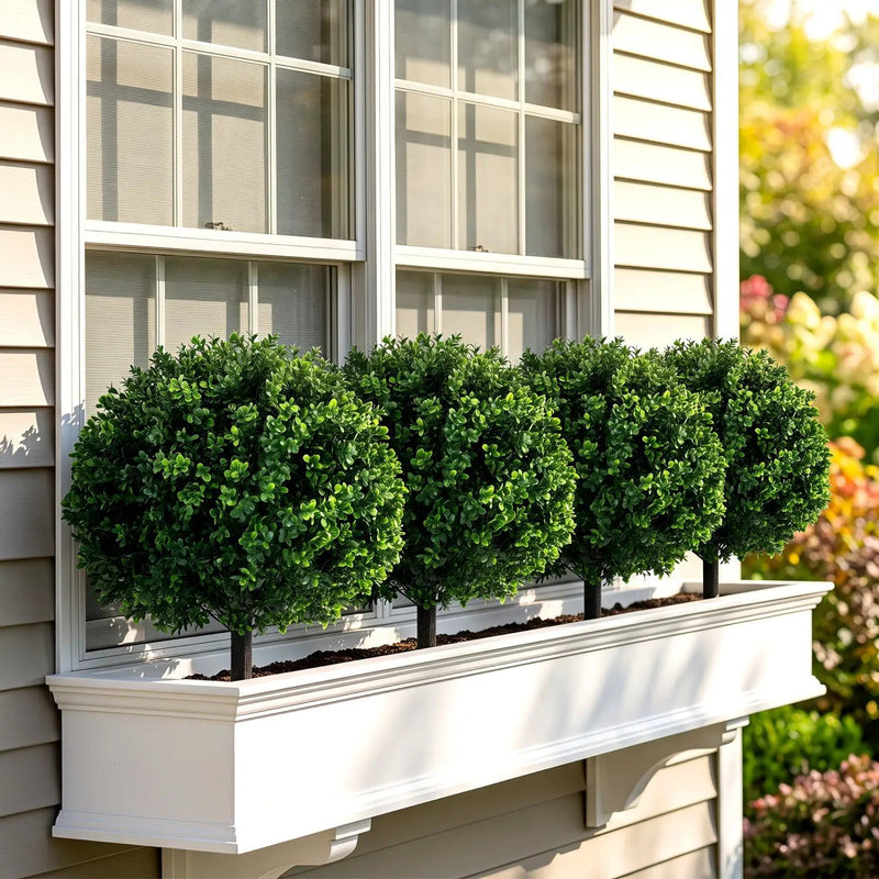 Artificial Boxwood Topiary Trees 27" Set of 2 with Ground Spikes by DirectDeals