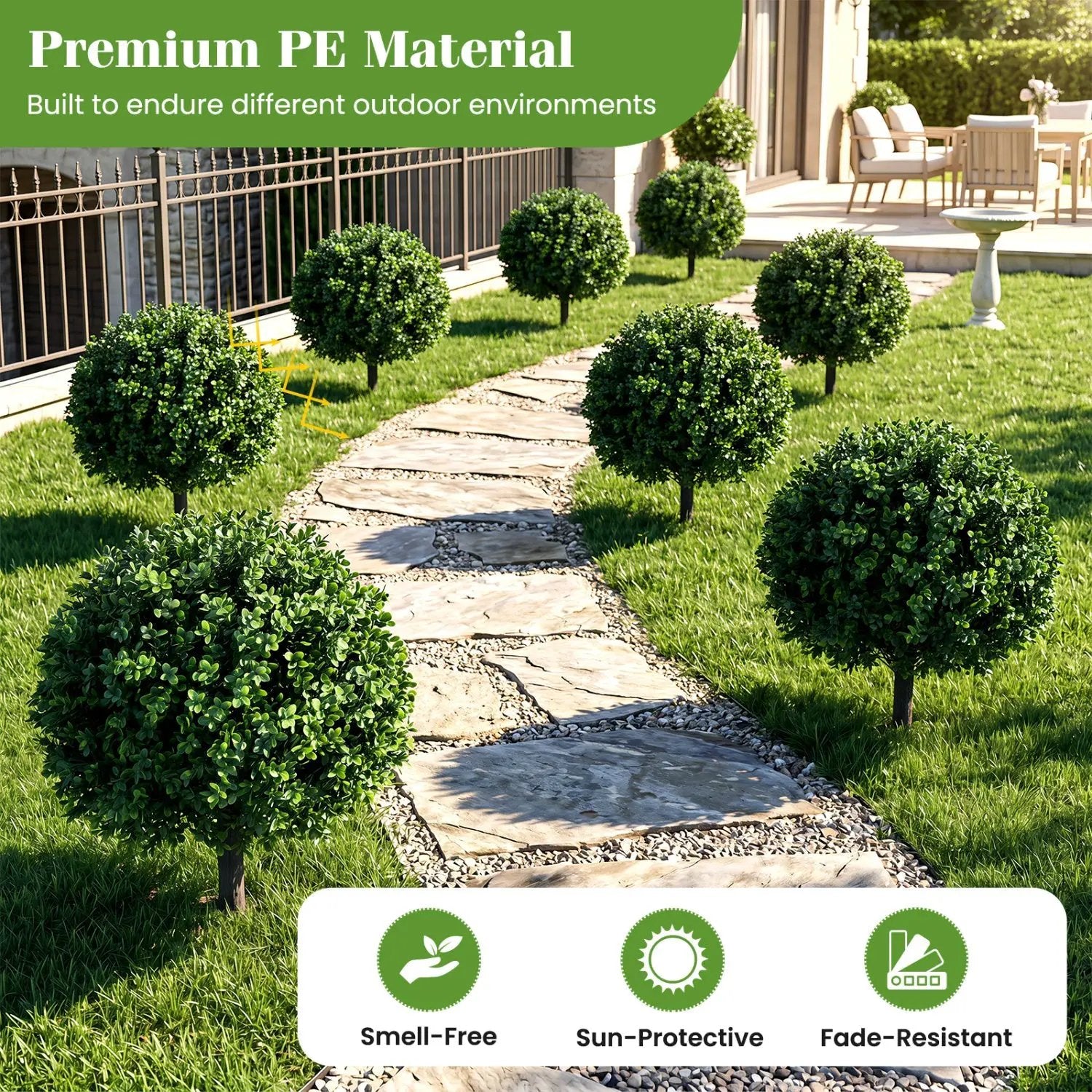 Artificial Boxwood Topiary Trees 27" Set of 2 with Ground Spikes by DirectDeals