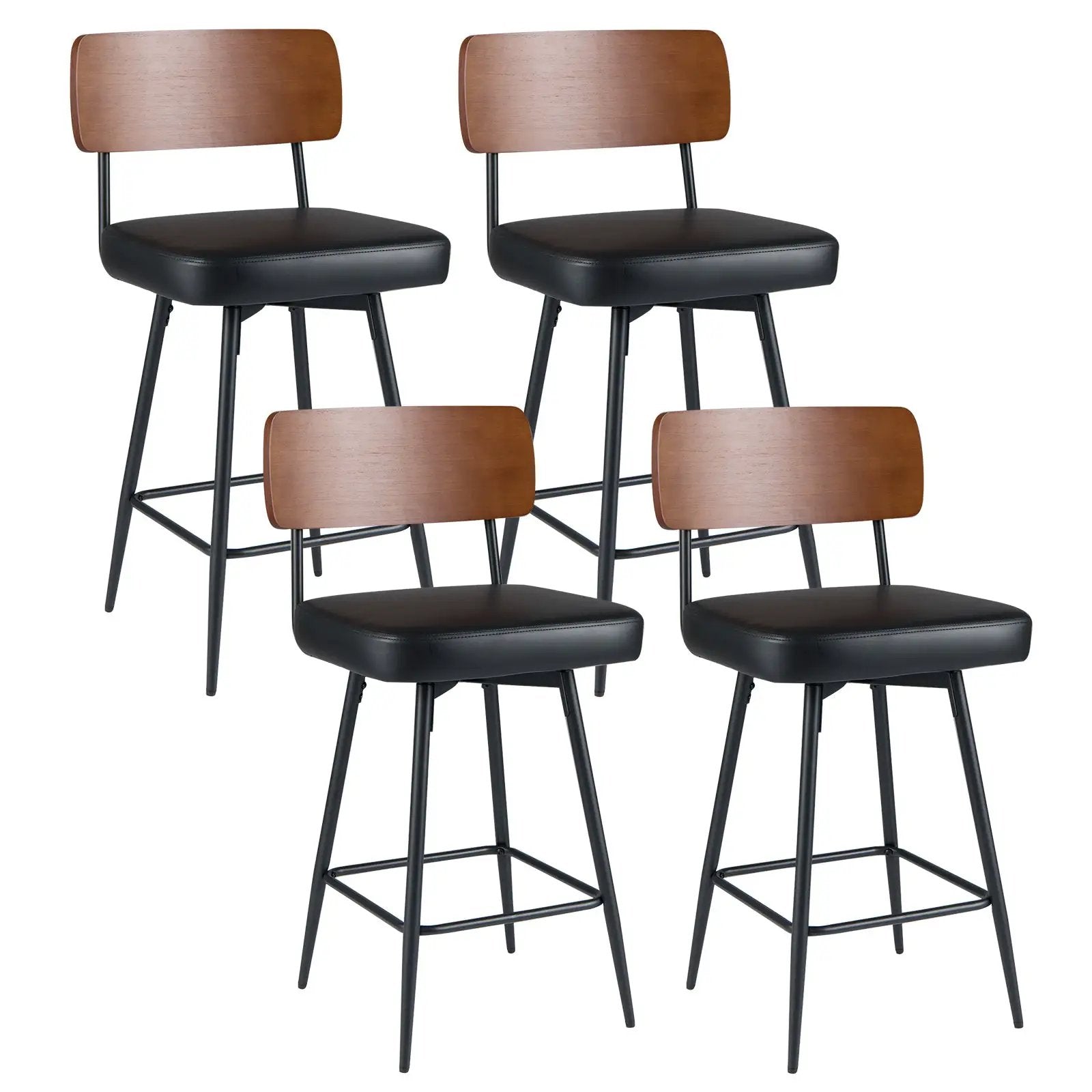 27 Inch Padded Counter Barstools Set of 4 with Metal Legs by DirectDeals