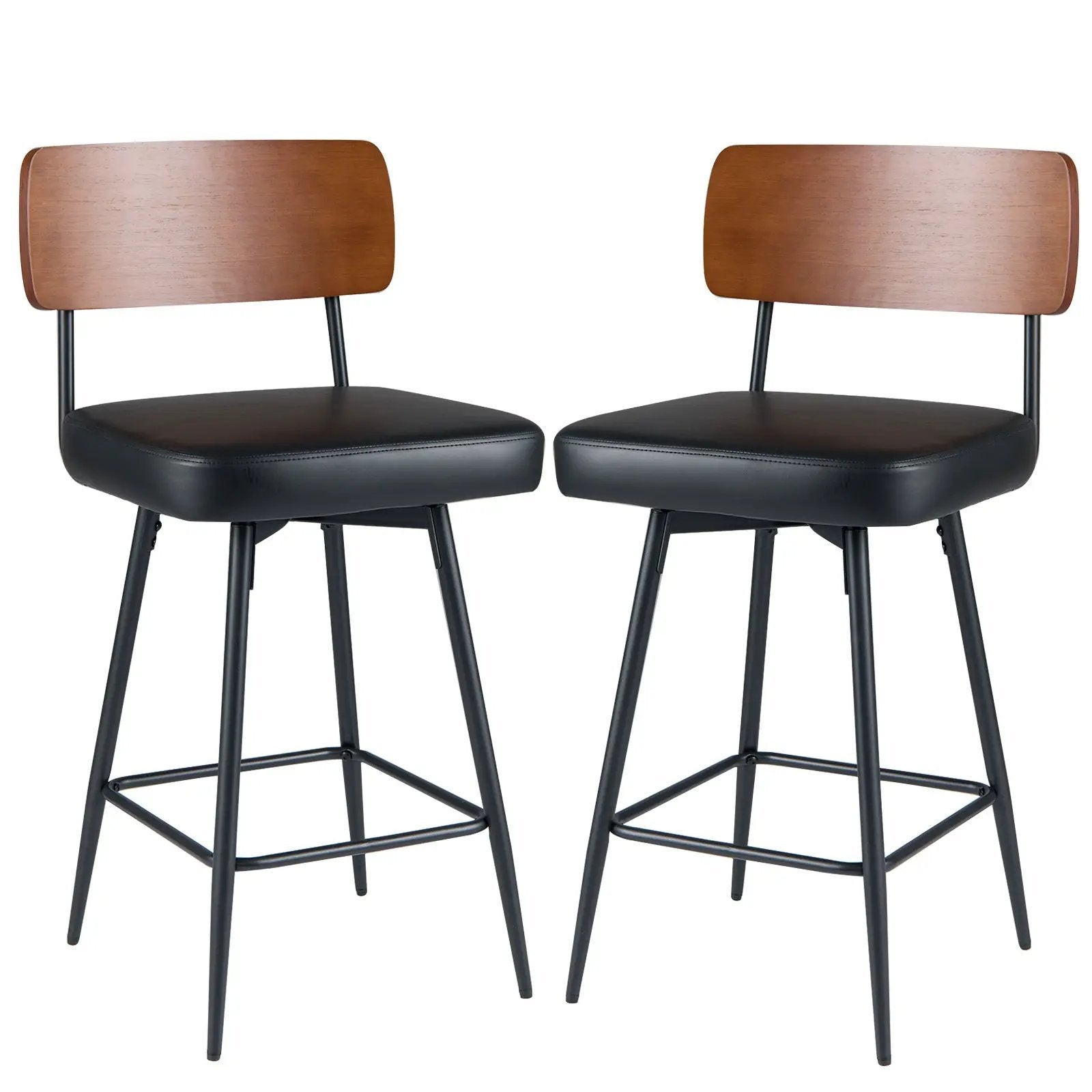 27 Inch Padded Counter Barstools Set of 2 with Metal Legs by DirectDeals