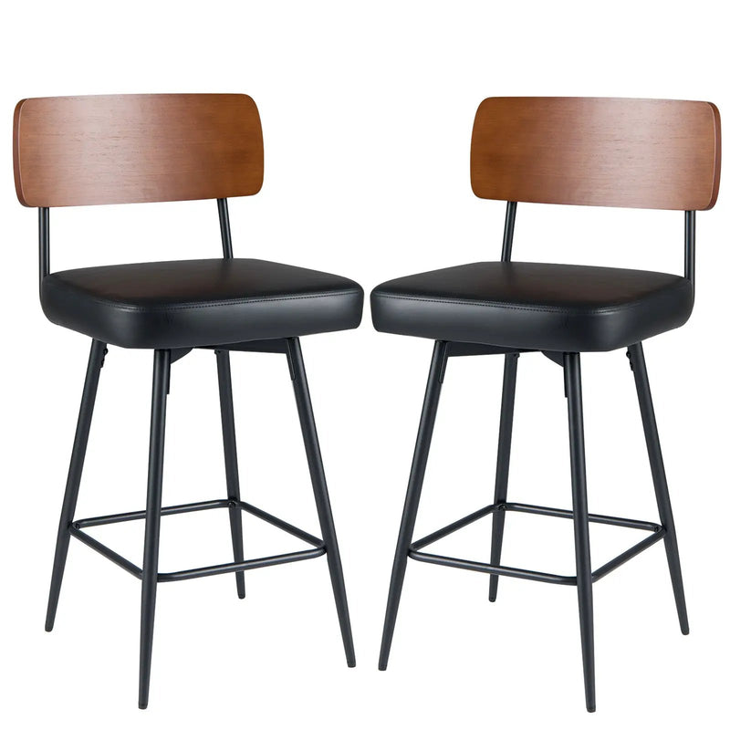 27 Inch Padded Counter Barstools Set of 2 with Metal Legs by DirectDeals