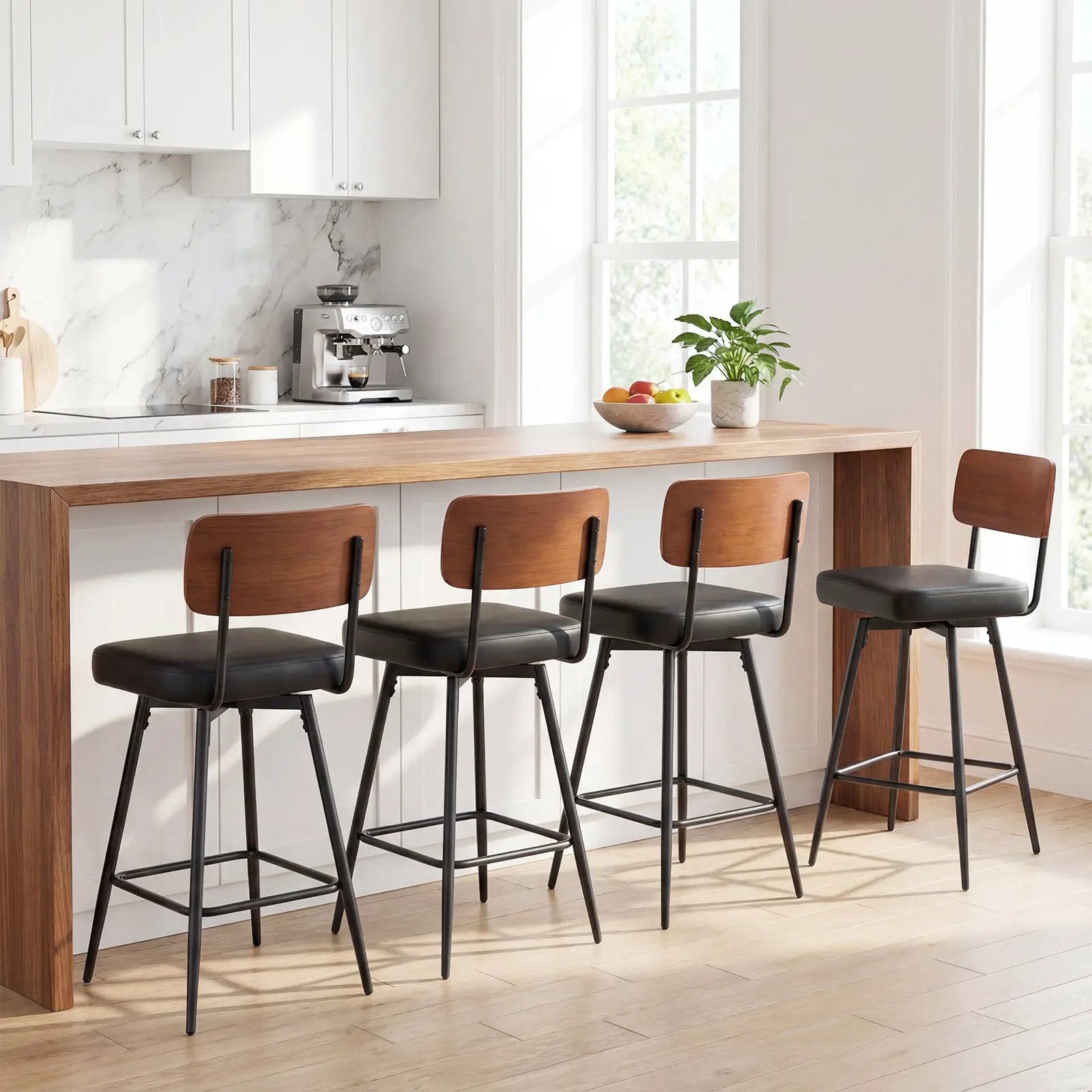 27 Inch Padded Counter Barstools Set of 2 with Metal Legs by DirectDeals