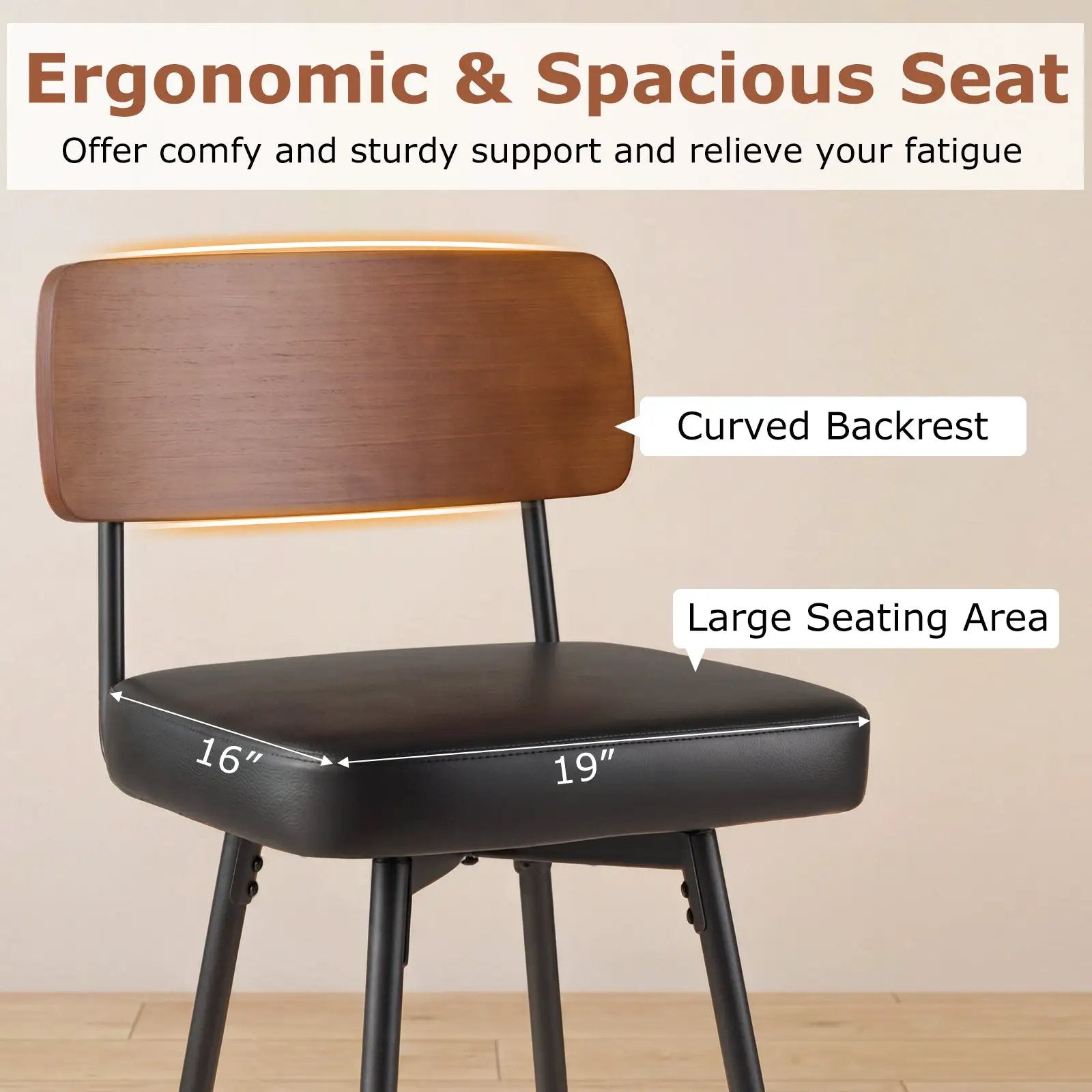 27 Inch Padded Counter Barstools Set of 2 with Metal Legs by DirectDeals