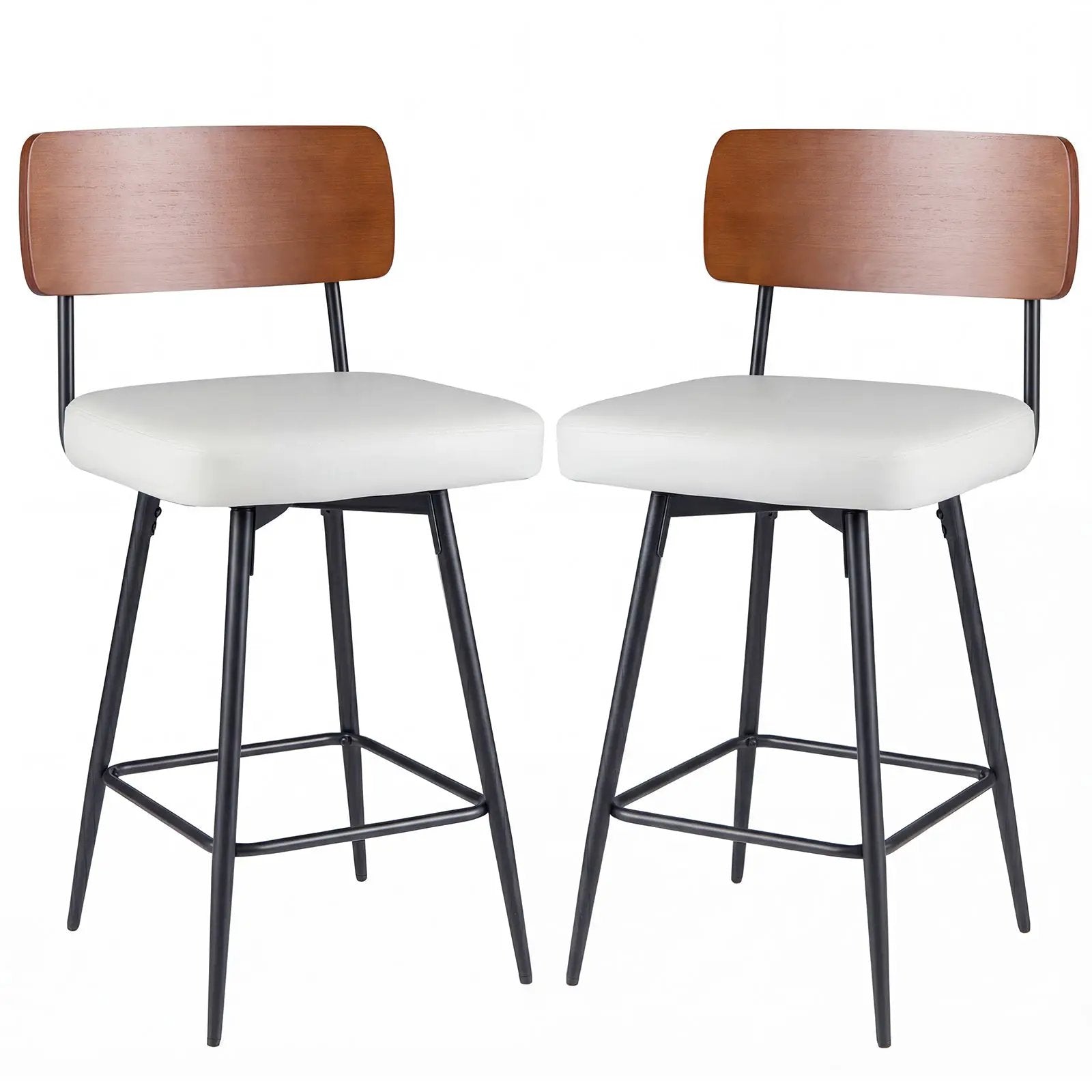 27 Inch Padded Counter Barstools Set of 2 with Metal Legs by DirectDeals