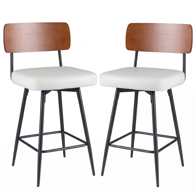 27 Inch Padded Counter Barstools Set of 2 with Metal Legs by DirectDeals