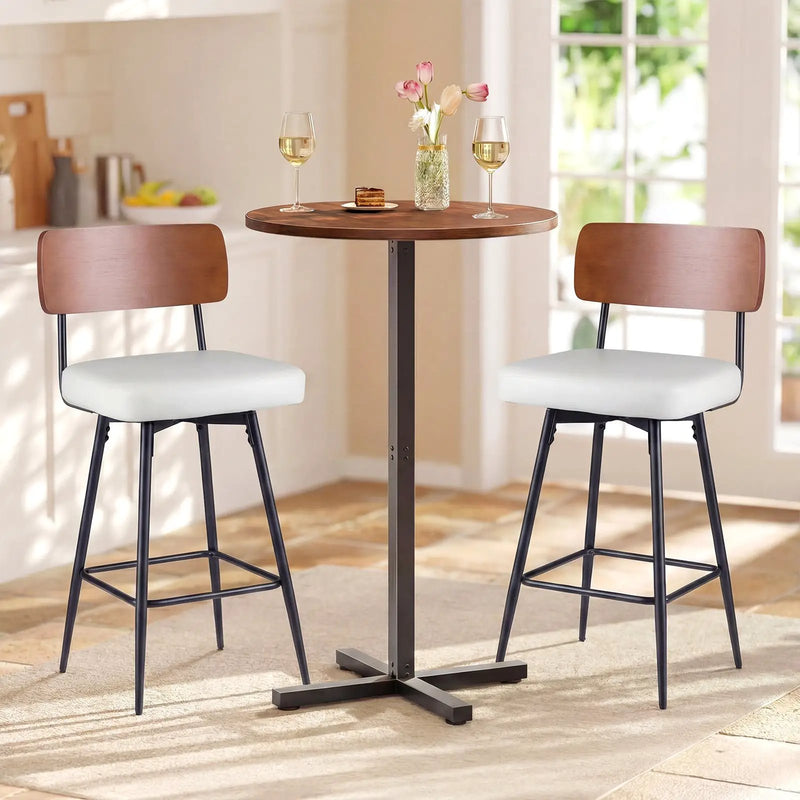 27 Inch Padded Counter Barstools Set of 2 with Metal Legs by DirectDeals