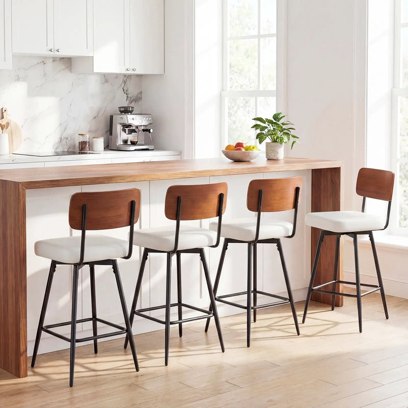 27 Inch Padded Counter Barstools Set of 2 with Metal Legs by DirectDeals