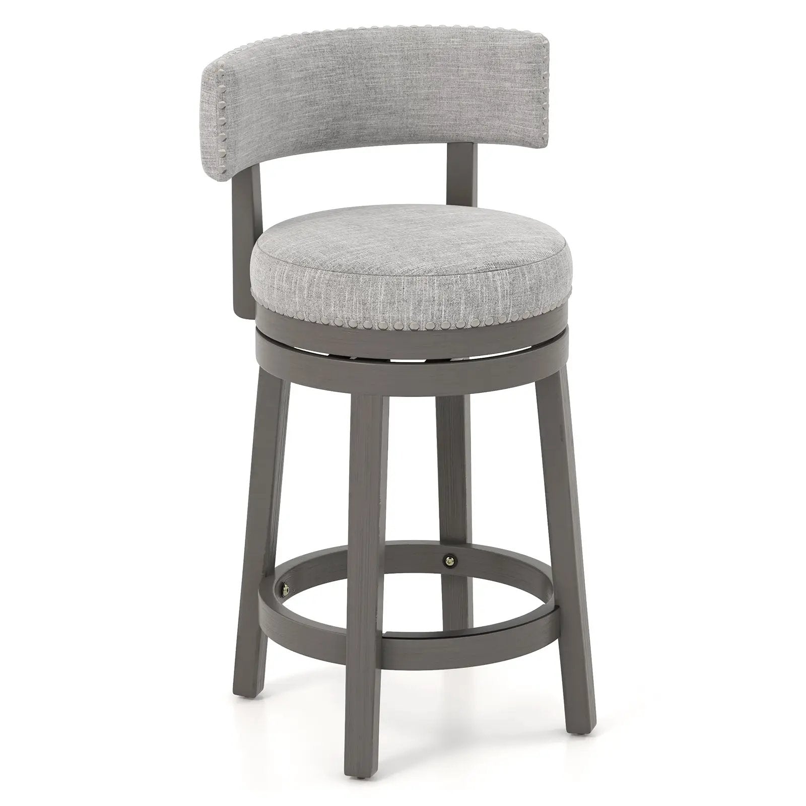 27/31 Inch Swivel Bar Stool with Upholstered Back Seat and Footrest by DirectDeals