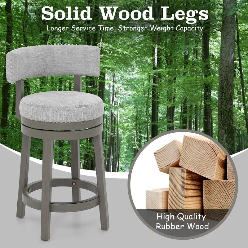 27/31 Inch Swivel Bar Stool with Upholstered Back Seat and Footrest by DirectDeals