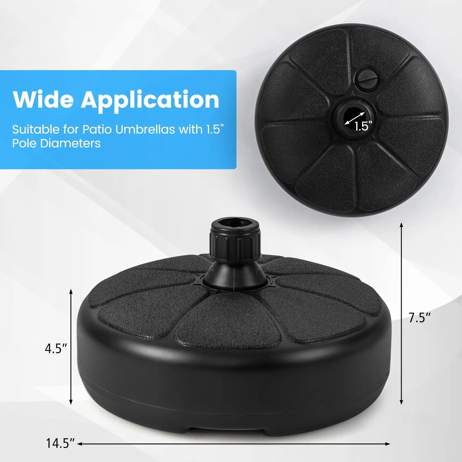 27 lbs Fillable Round Umbrella Base Stand for Yard Garden Poolside by DirectDeals