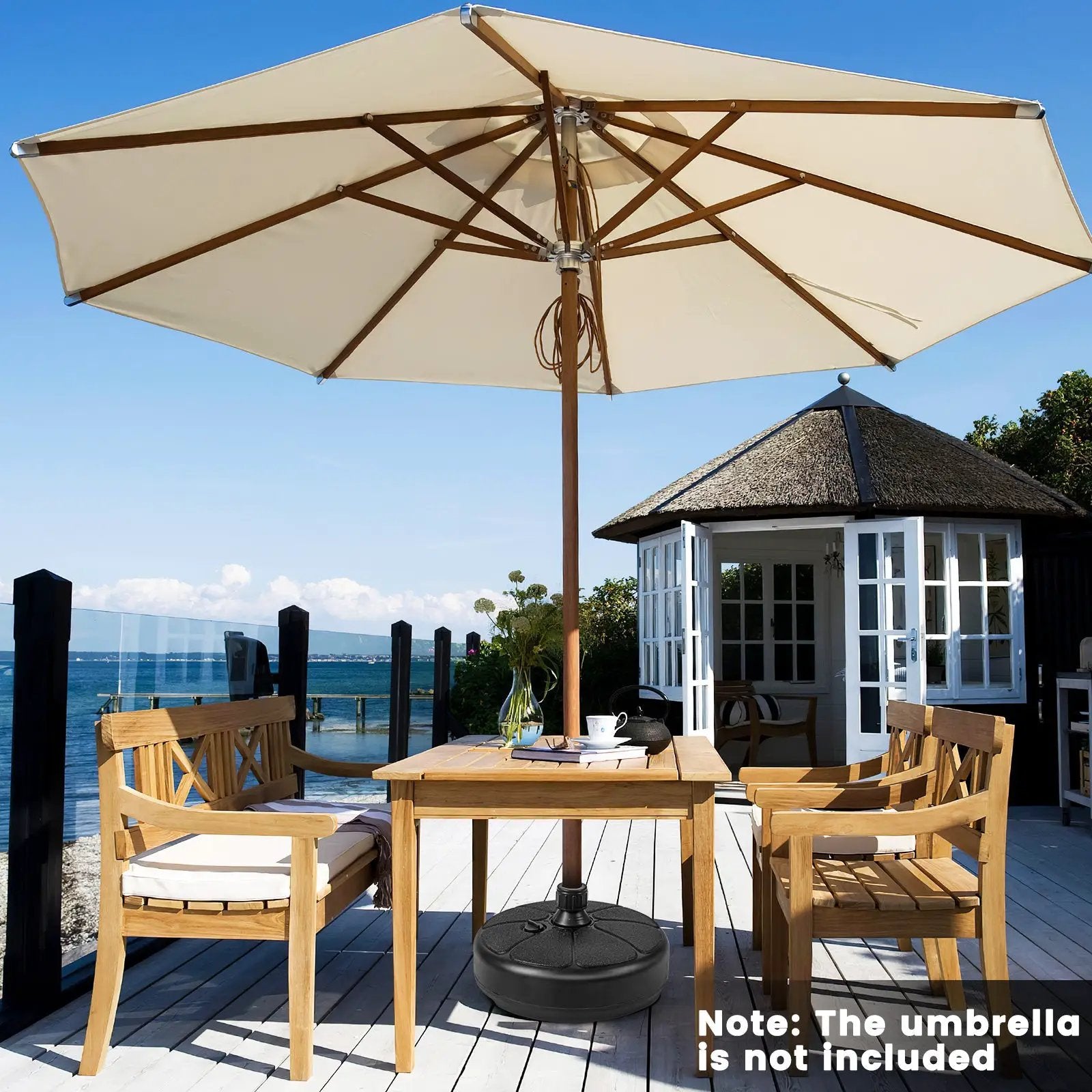 27 lbs Fillable Round Umbrella Base Stand for Yard Garden Poolside by DirectDeals