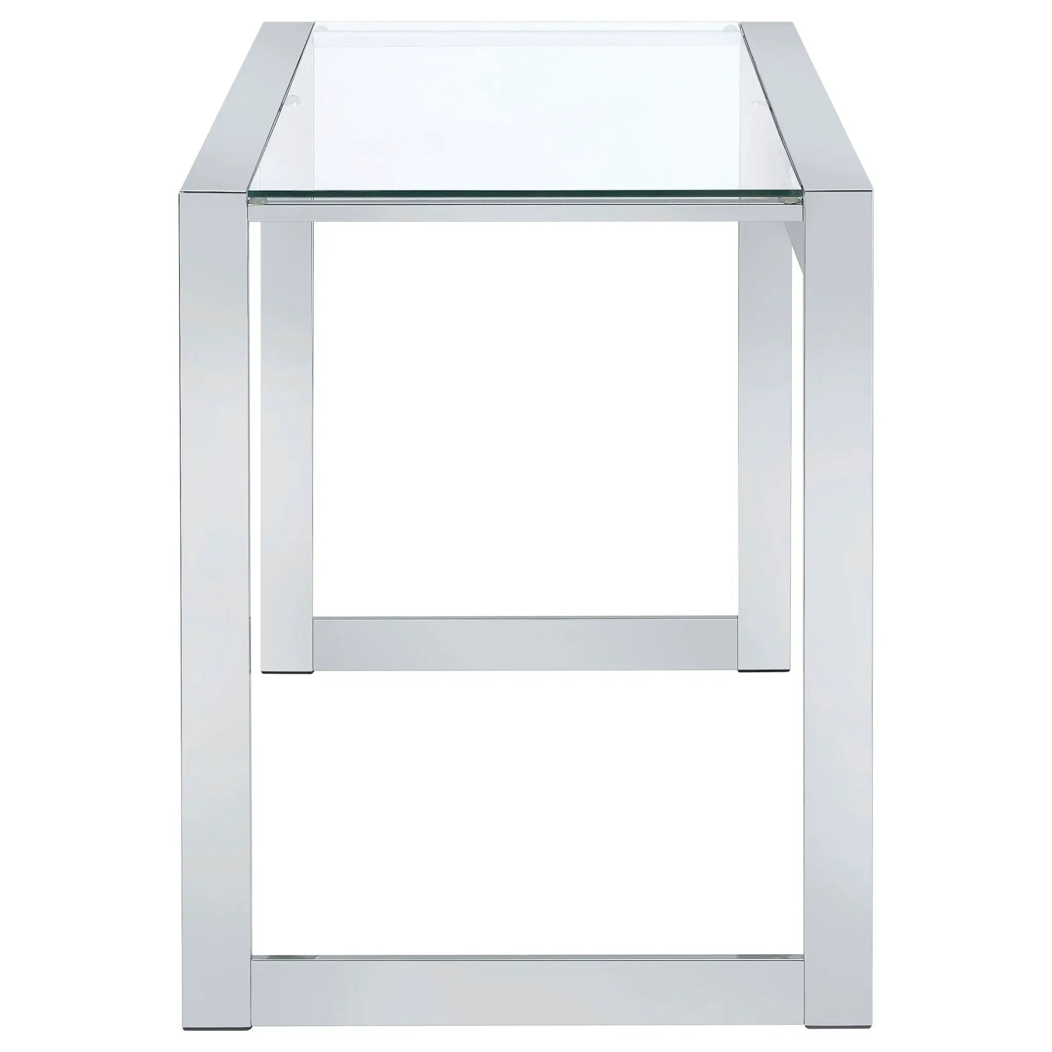 Hartford 47-inch Glass Top Writing Desk Chrome by Unique Piece Furniture