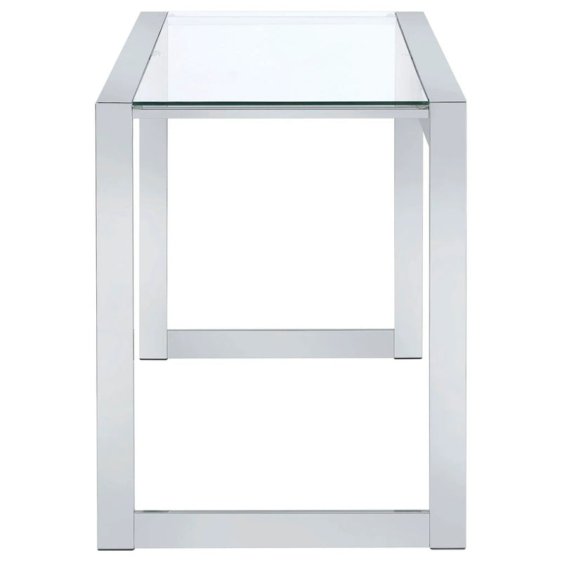 Hartford 47-inch Glass Top Writing Desk Chrome by Unique Piece Furniture