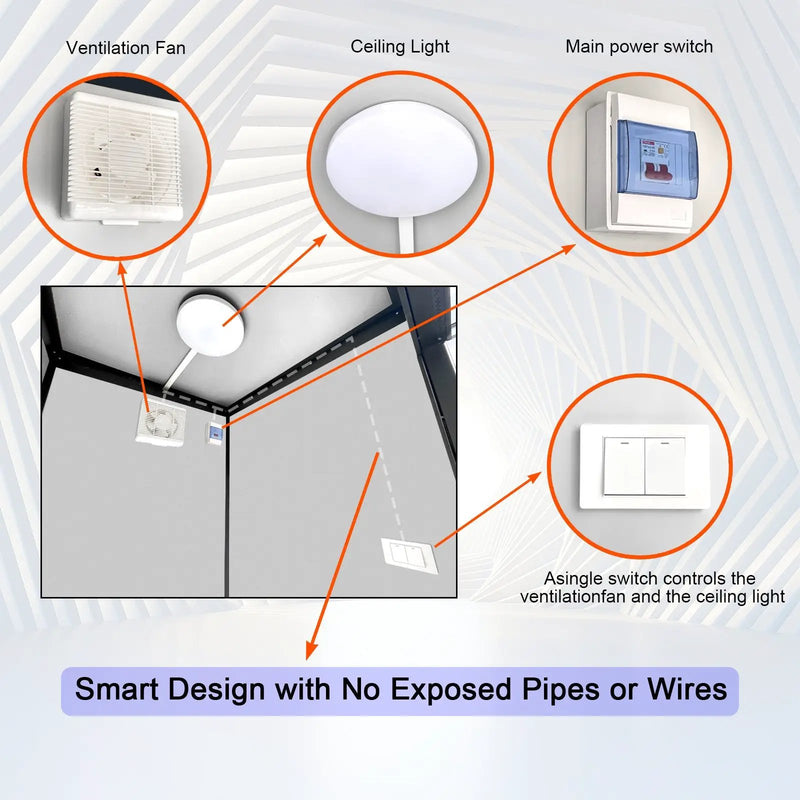 Person Portable Toilet Cabin – Outdoor Restroom with Light, Sink & Vent Fan by HouseOfZazla