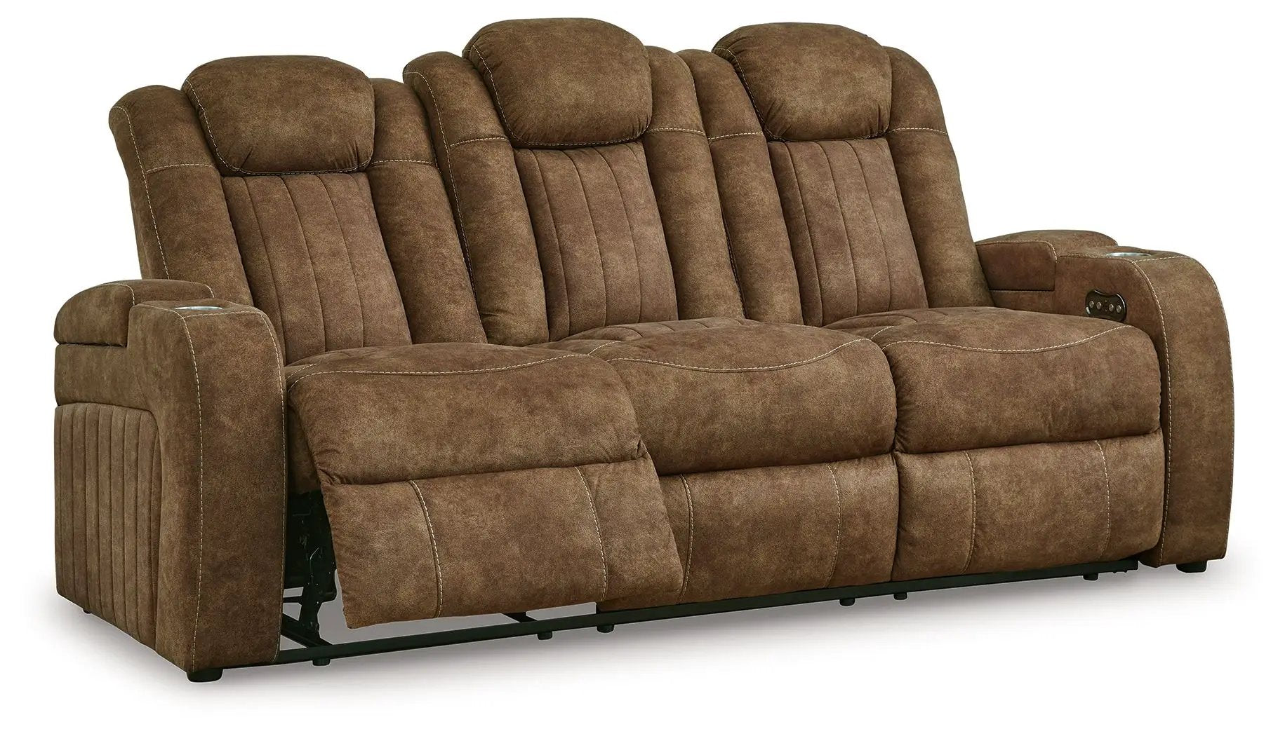 Wolfridge - 2 Pc. - Power Reclining Sofa, Power Reclining Loveseat With Console - Brindle by Unique Piece Furniture