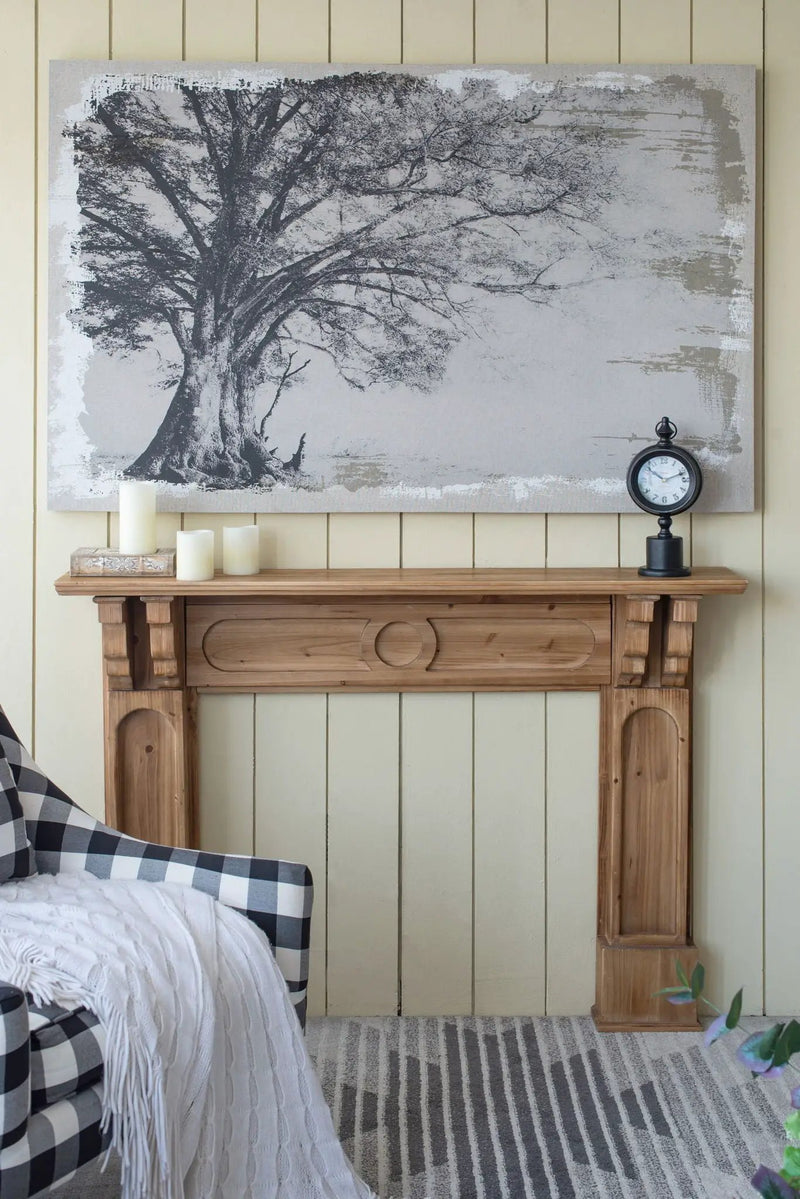 Large Arboreal Shelter Canvas Art Print, Traditional Style Floral Wall Art, Home Decor Accent Piece - Gray / White Matte by Unique Piece Furniture