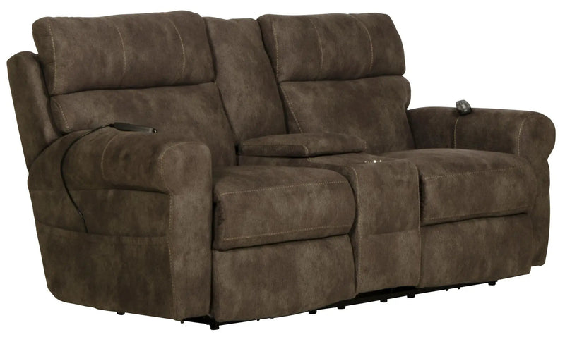 Tranquility - Power Headrest Power Lay Flat Reclining Cons Loveseat With CR3 Heat / Massage / Lumbar - Pewter by Unique Piece Furniture
