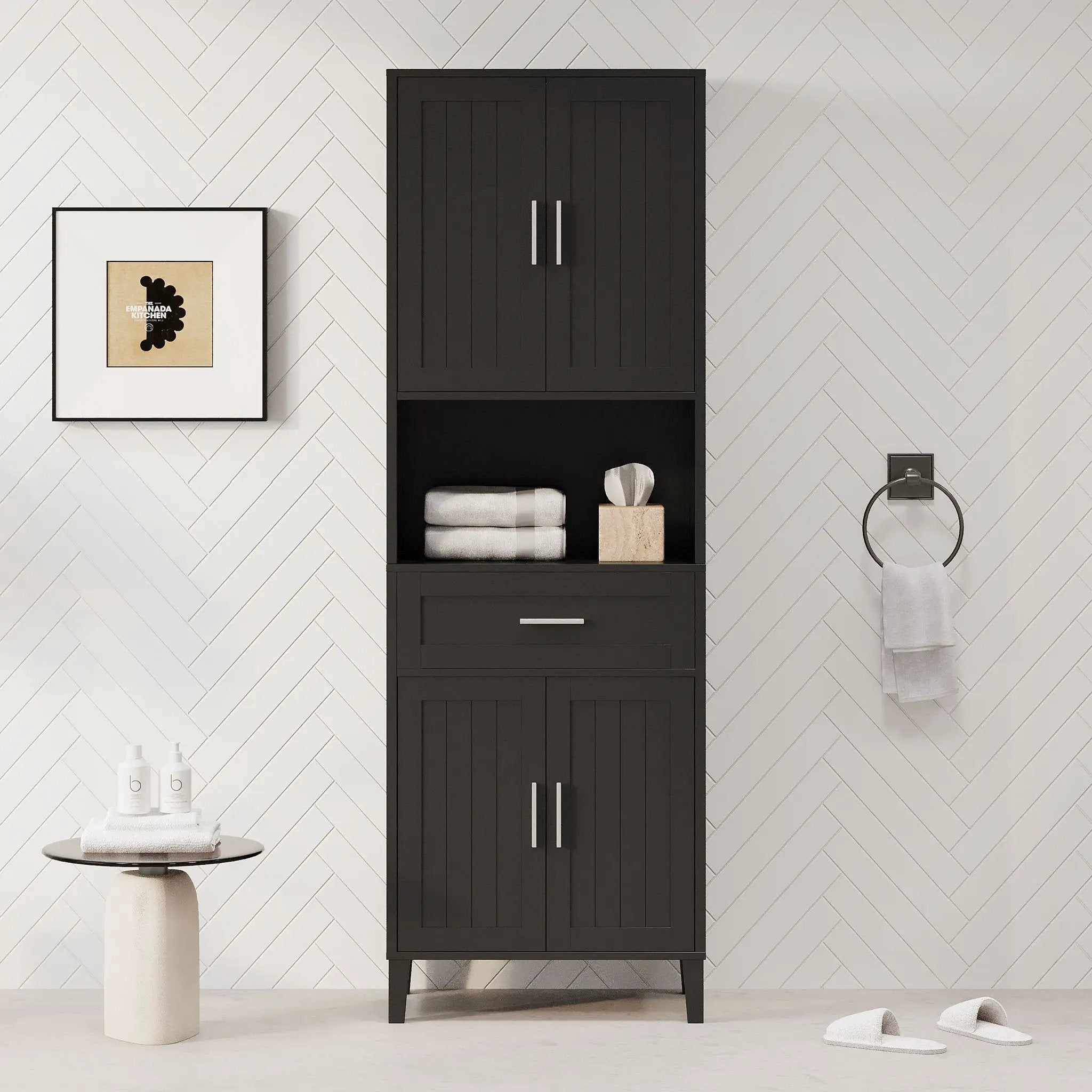 Freestanding Tall Bathroom Cabinet With Soft Close Doors And Adjustable Shelves by Unique Piece Furniture