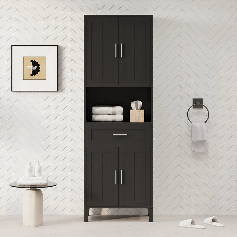 Freestanding Tall Bathroom Cabinet With Soft Close Doors And Adjustable Shelves by Unique Piece Furniture