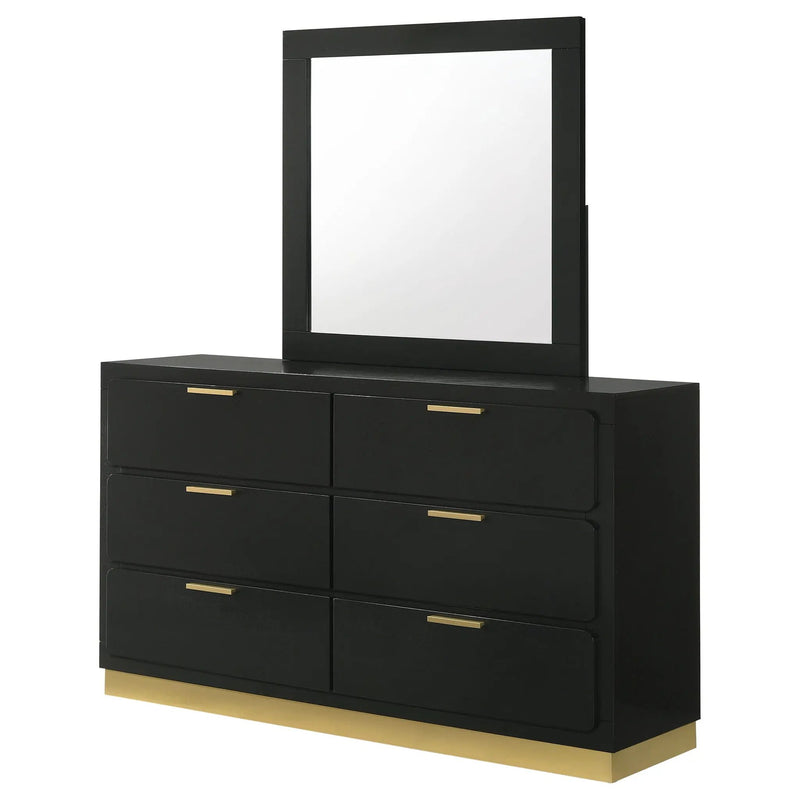 Caraway 6-drawer Dresser with Mirror Black by Unique Piece Furniture