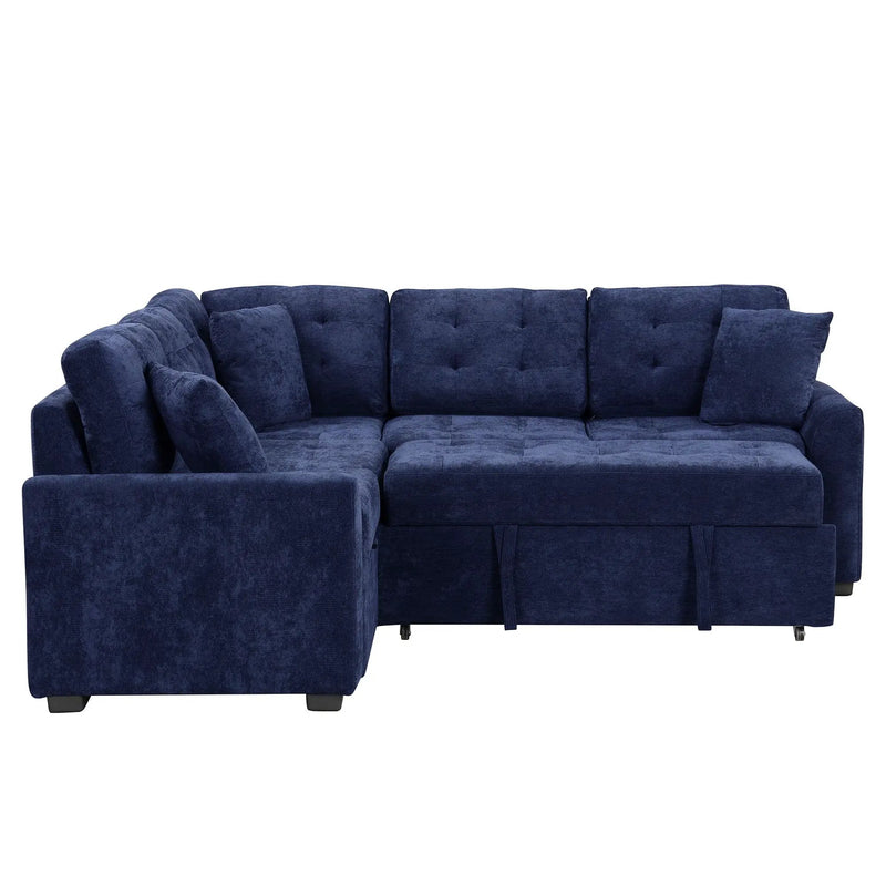 L-Shape Sofa Bed Pull-Out Sleeper Sofa With Wheels, USB Ports, Power Sockets For Living Room by HouseOfZazla