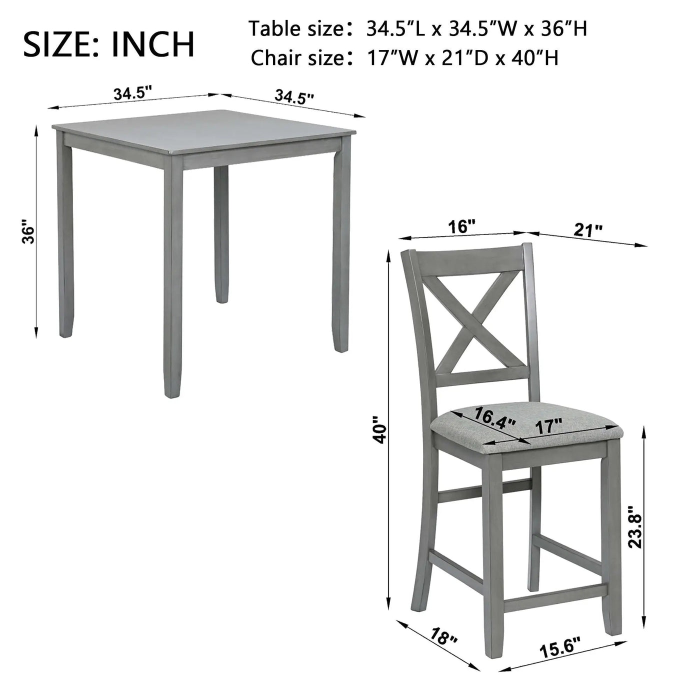 5 Piece Dining Table Set, Wooden Dining Square Table Set For 4 by Unique Piece Furniture