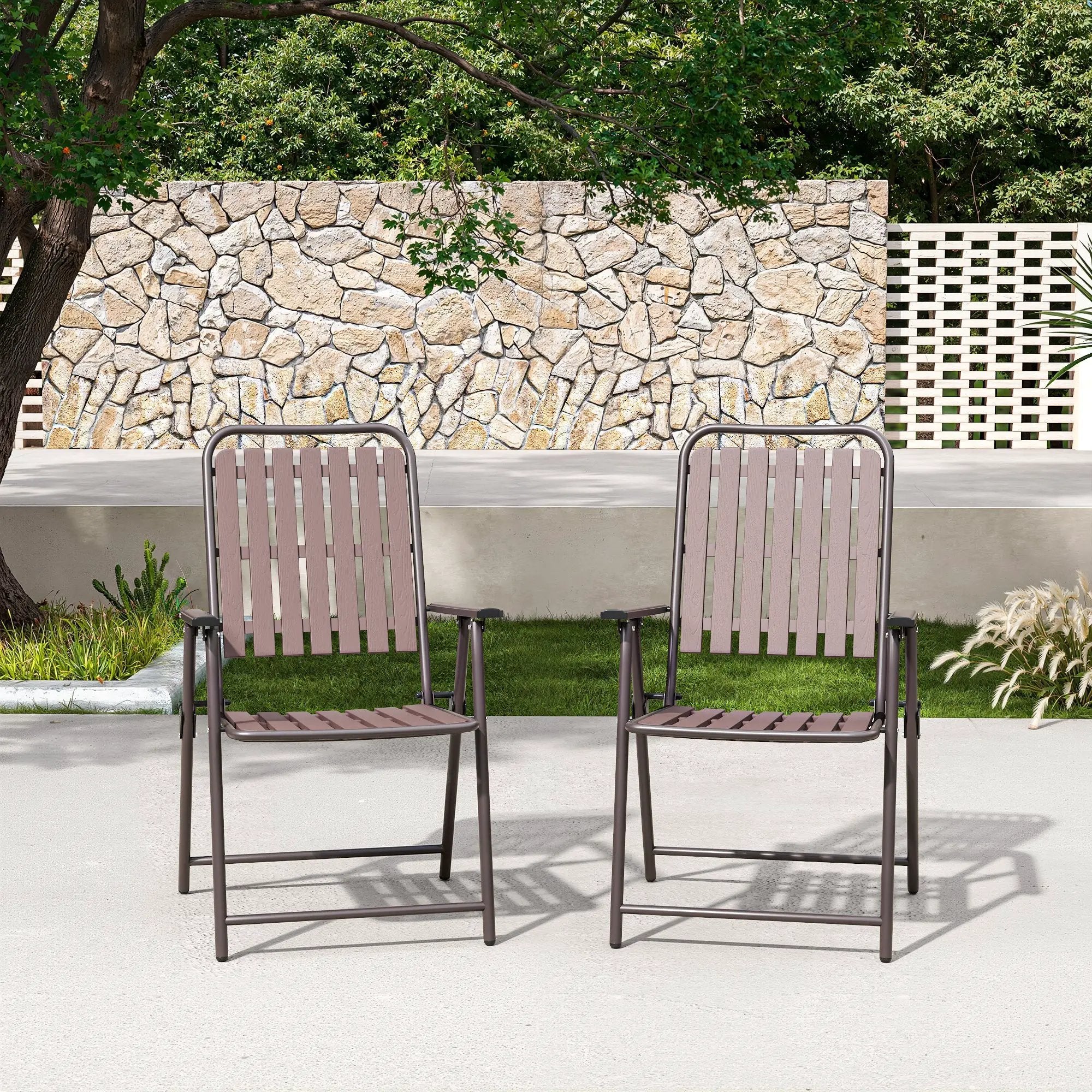 Brown 2-Piece Folding Chair, No Assembly Required by HouseOfZazla
