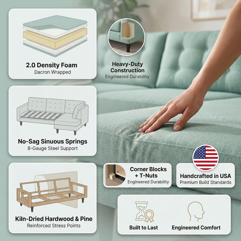 Talmadge Sectional – Made in USA, Custom Fabric Options by HouseOfZazla