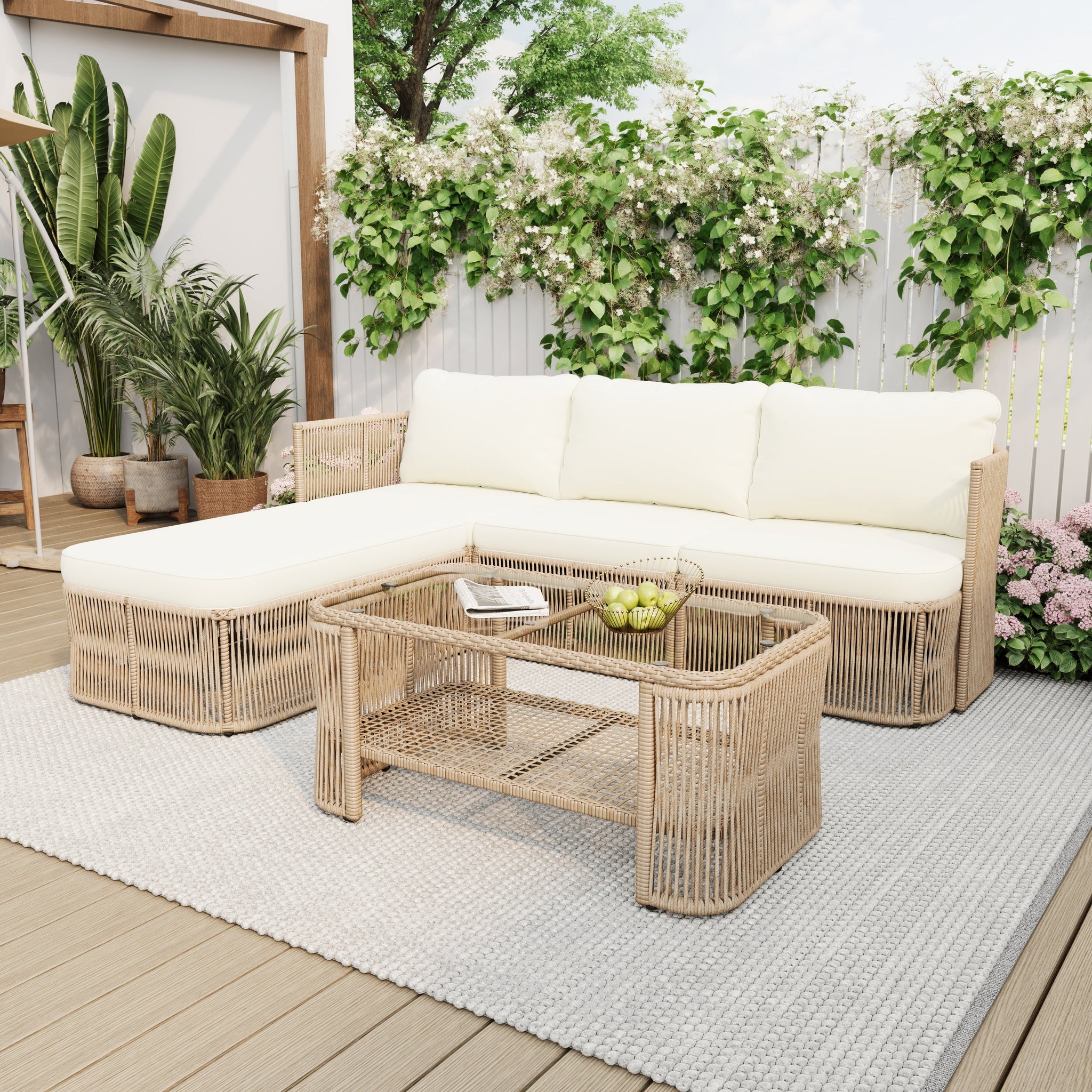 Outdoor PE Rattan Patio Furniture Set with Iron Frame by HouseOfZazla