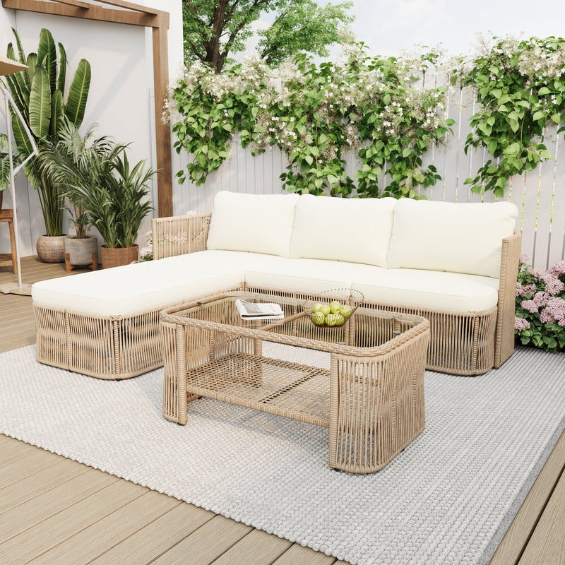 Outdoor PE Rattan Patio Furniture Set with Iron Frame by HouseOfZazla