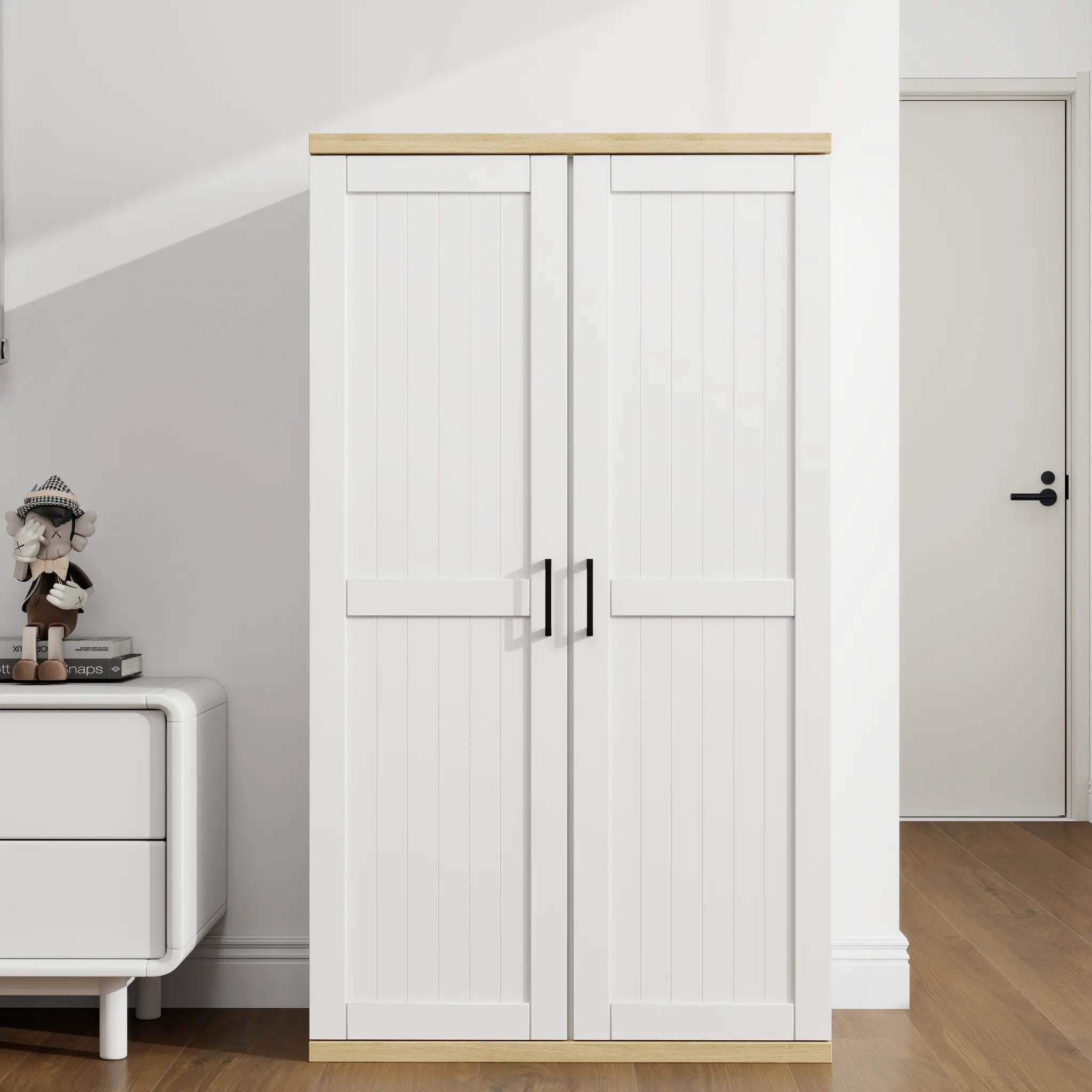 55.1" Tall Wooden Vacuum Storage Cabinet with Adjustable Shelf by HouseOfZazla