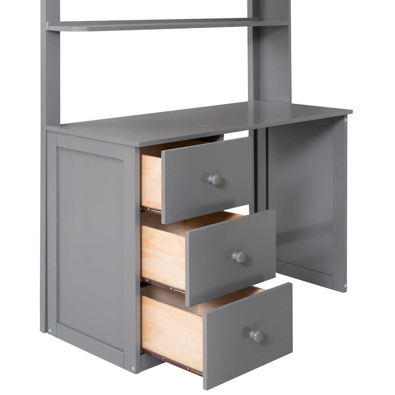 Loft Bed With Drawers, Desk, And Wardrobe
