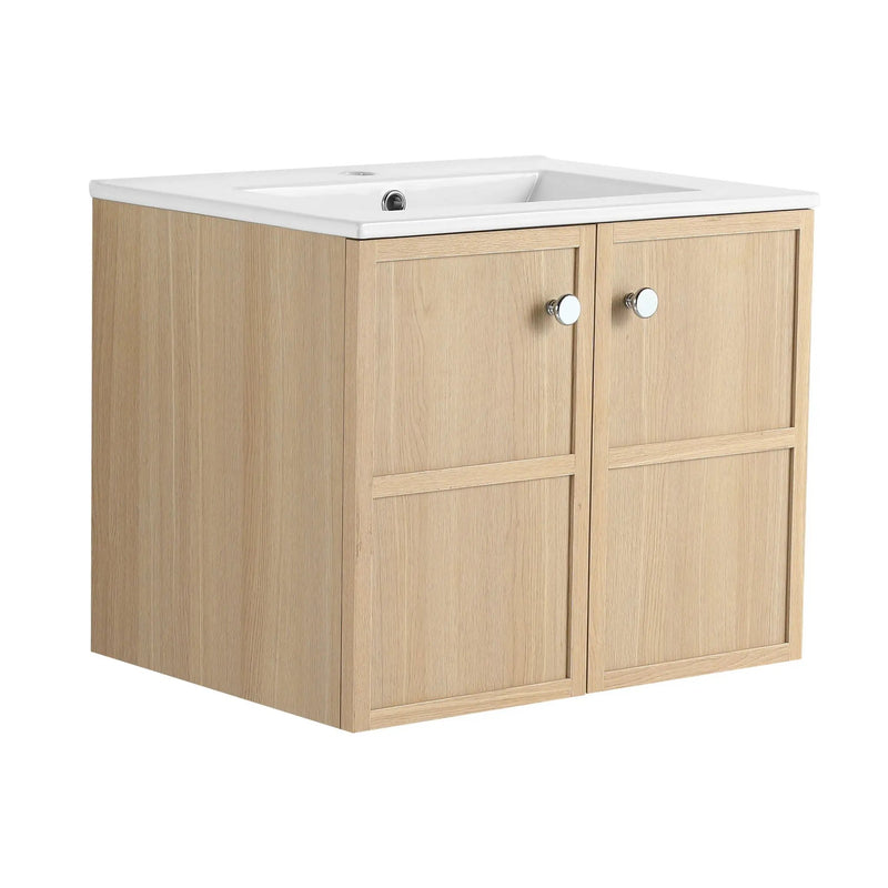 Wall Mounted Bathroom Vanity With Ceramic Sink And 2 Soft Closing Doors by Unique Piece Furniture