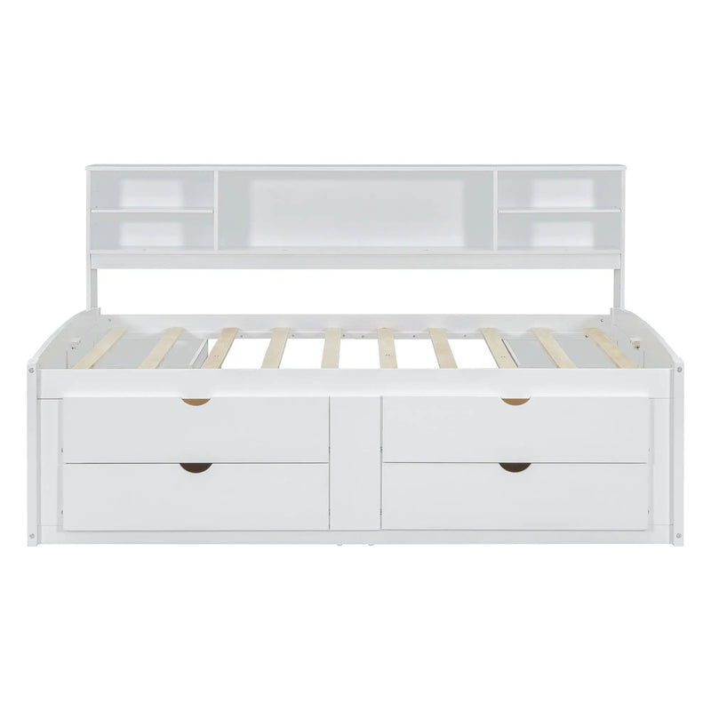 Daybed With 2 Bedside Cabinets, Upper Shelves And 4 Drawers by Unique Piece Furniture