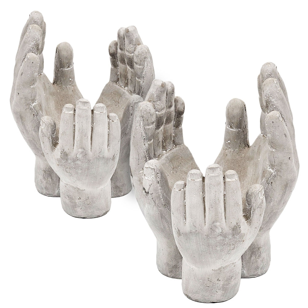 Set of 2 6x6x9' Accepting Hands Accent Cement Hand Decor by HouseOfZazla