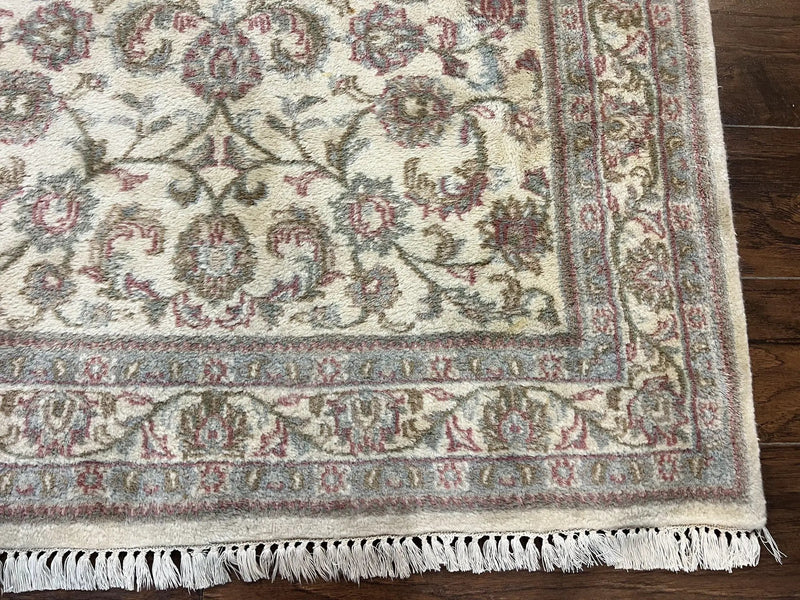 Indo Persian Rug 4x6, Vintage Handmade Wool Carpet, Floral Allover Pattern, Beige, Pair A by Jewel Rugs