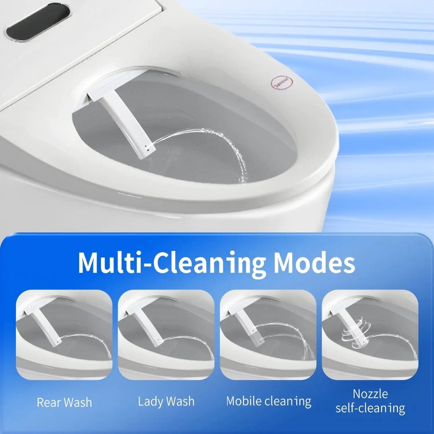 Smart Bidet Toilet Seat & Side Knob Adjustable Heated Seat With Water Temperature And Pressure Adjustment Portable Bidet - White by HouseOfZazla