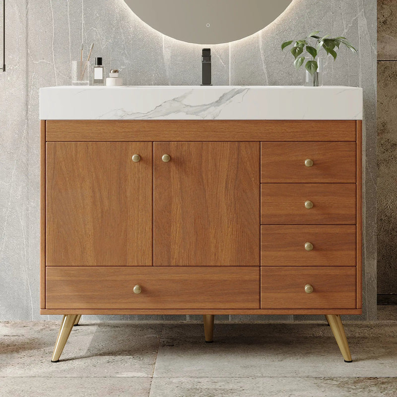 36" Freestanding Bathroom Vanity with Faux Marble Top by HouseOfZazla