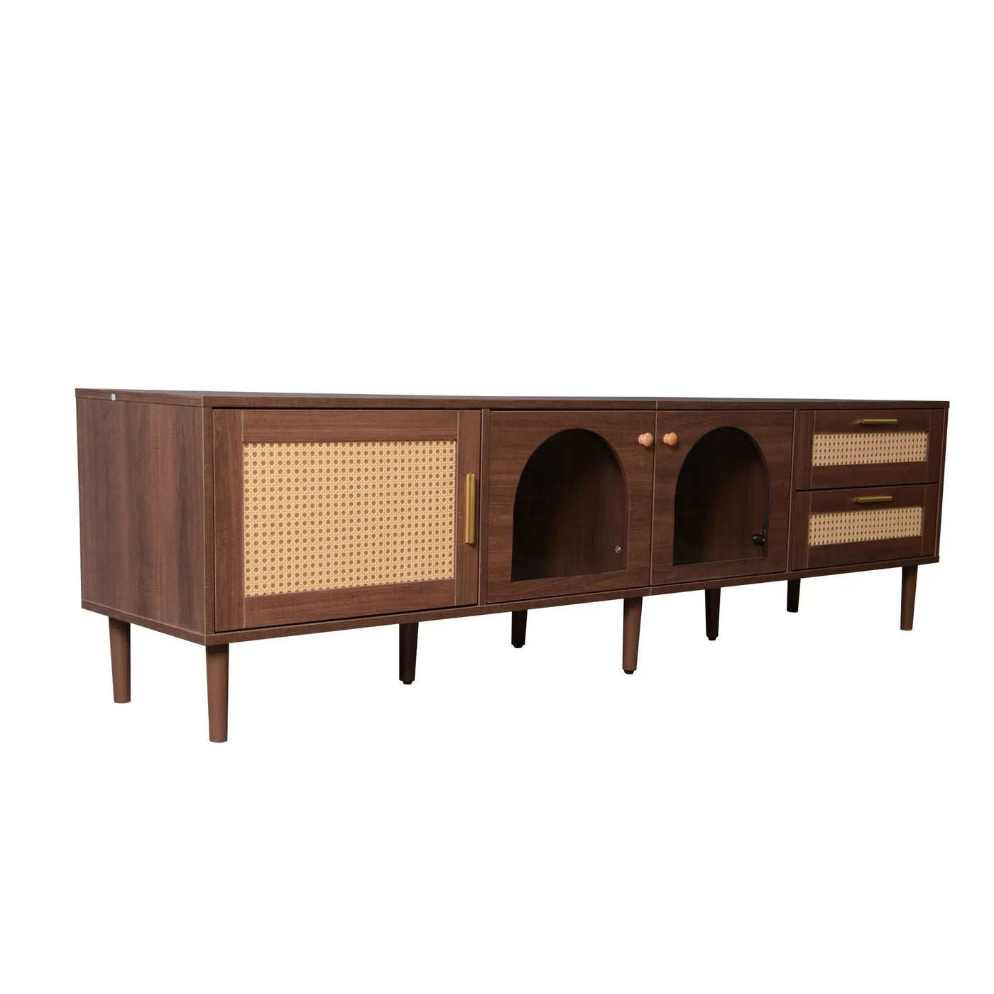 TV Stand With App-Controlled LED Lights, 2 Drawers & Door Storage by HouseOfZazla
