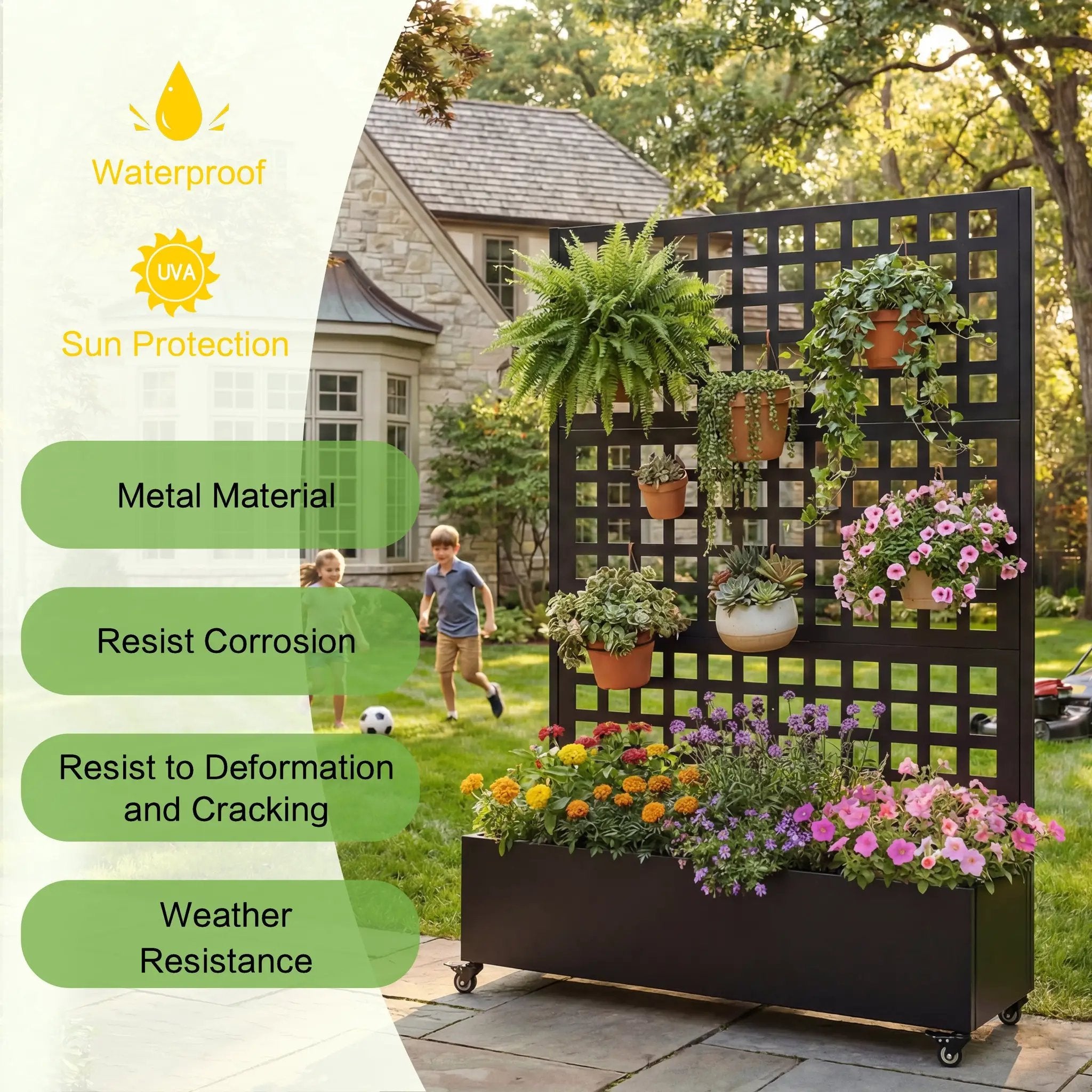 Metal Raised Garden Bed with Wheels and Trellis by HouseOfZazla