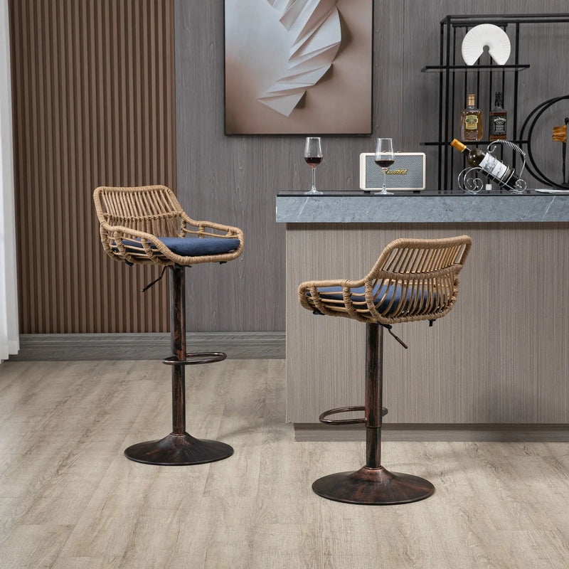 Modern Swivel Bar Stools Adjustable Counter Chairs With Footrest (Set of 2) by Unique Piece Furniture