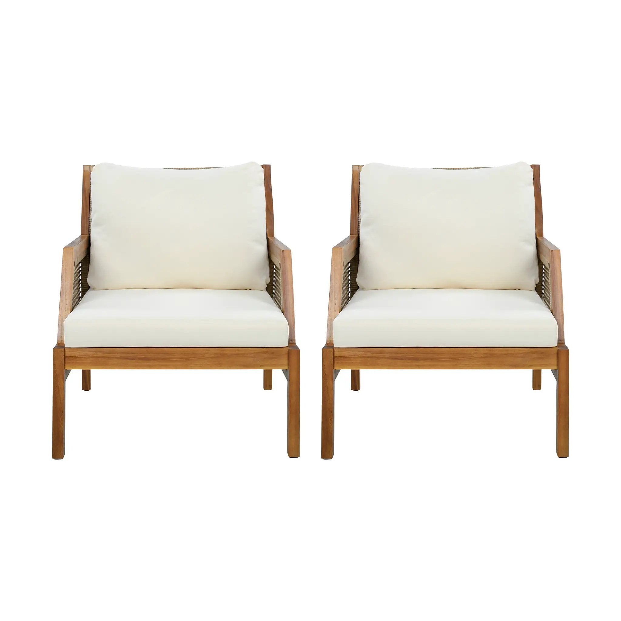 2 Piece Acacia Wood Patio Furniture Club Chair Set by HouseOfZazla