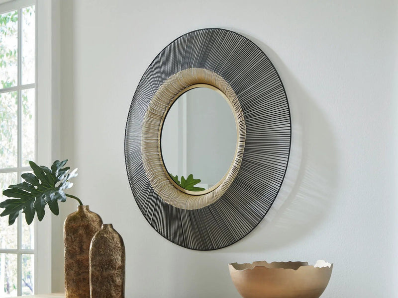 Dallmen - Accent Mirror - Black / Gold Finish by Unique Piece Furniture