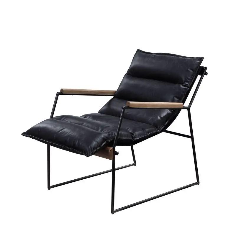 Luberzo - Accent Chair - Distress Espresso Top Grain Leather & Matt Iron by Unique Piece Furniture