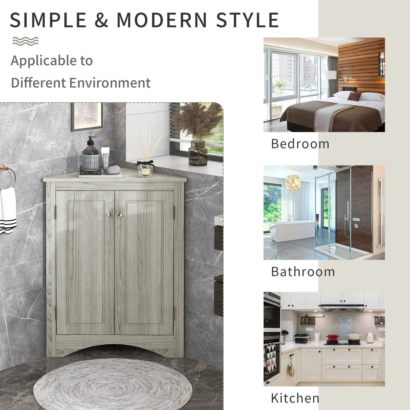 Triangle Bathroom Storage Cabinet With Adjustable Shelves, Freestanding Floor Cabinet For Home Kitchen by HouseOfZazla