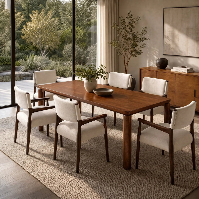 7-Piece Rectangular Dining Table Set, 70 Inch Rubber Wood by HouseOfZazla