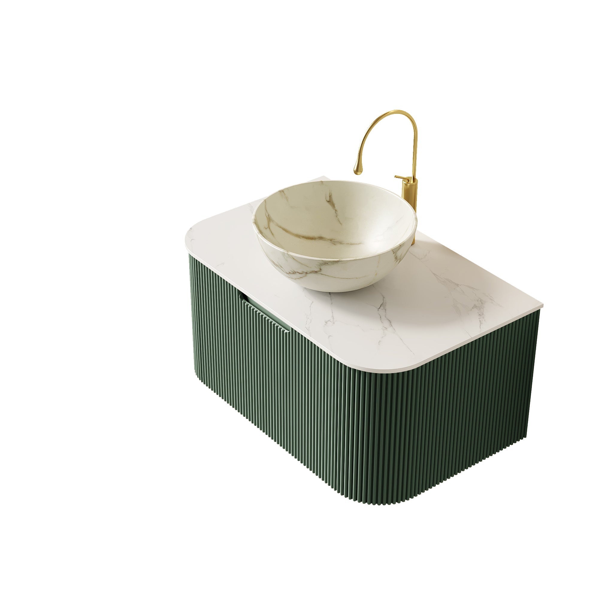 DINA 30" Bathroom Vanity & Sink, Floating Curved Edges by HouseOfZazla