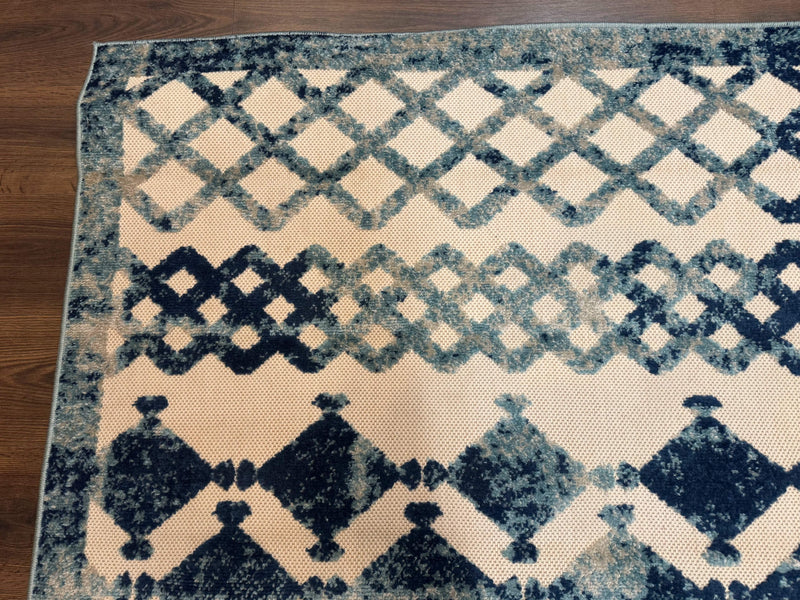 Modern Rug 8x10, Abstract Rug, Oat and Blue, Raised Pattern, Modway Rug Collection by Jewel Rugs